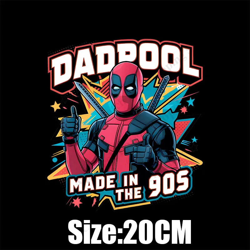 Spiderman Deadpool Superhero Cartoon Applique Iron-On Transfers for Clothing Stickers Thermal Heat Transfer Patch on Clothes