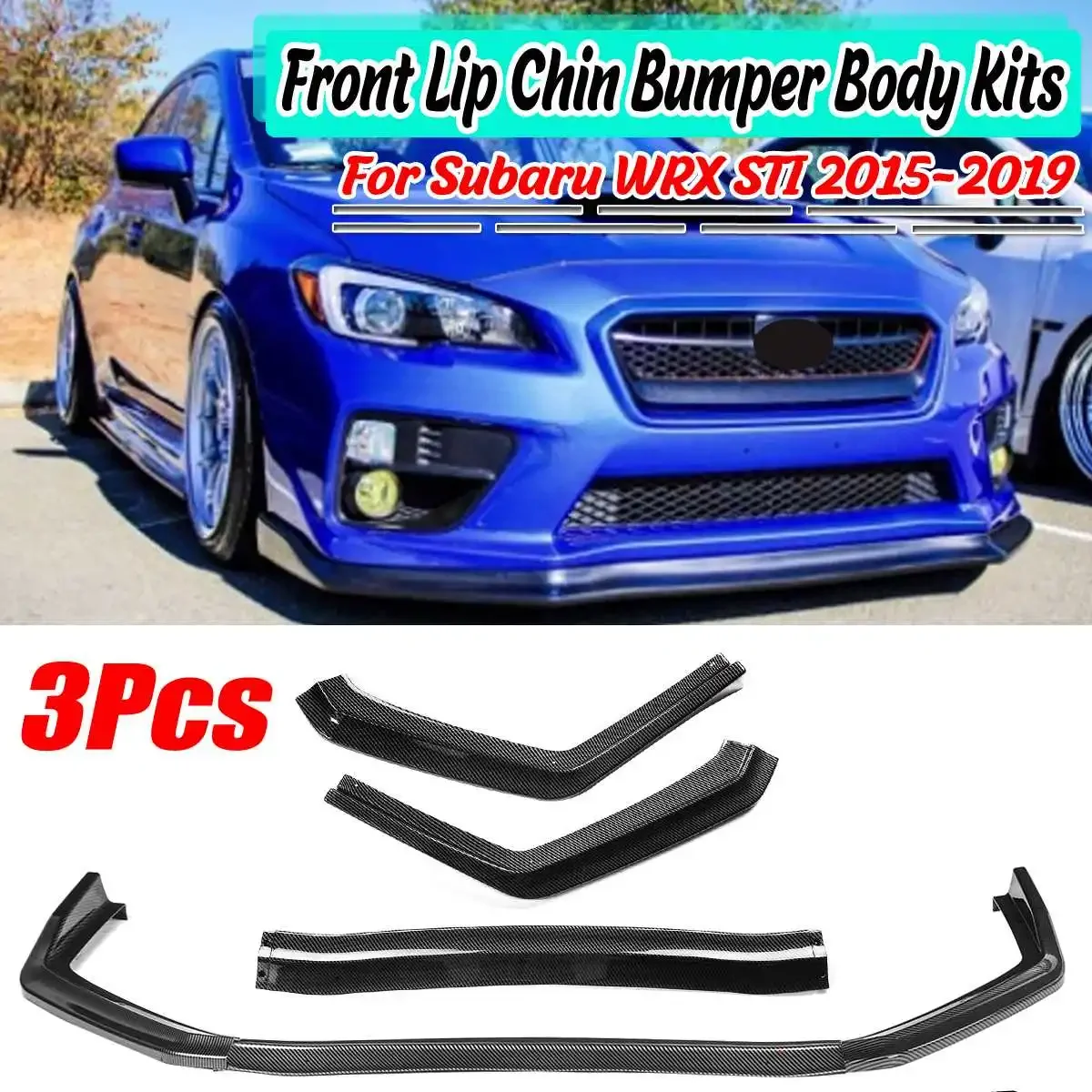 

Carbon Fiber Front Bumper Lip Chin Bumper Splitter Diffuser Protector Cover Deflector For Subaru WRX STI 2015-2019 Body Kit