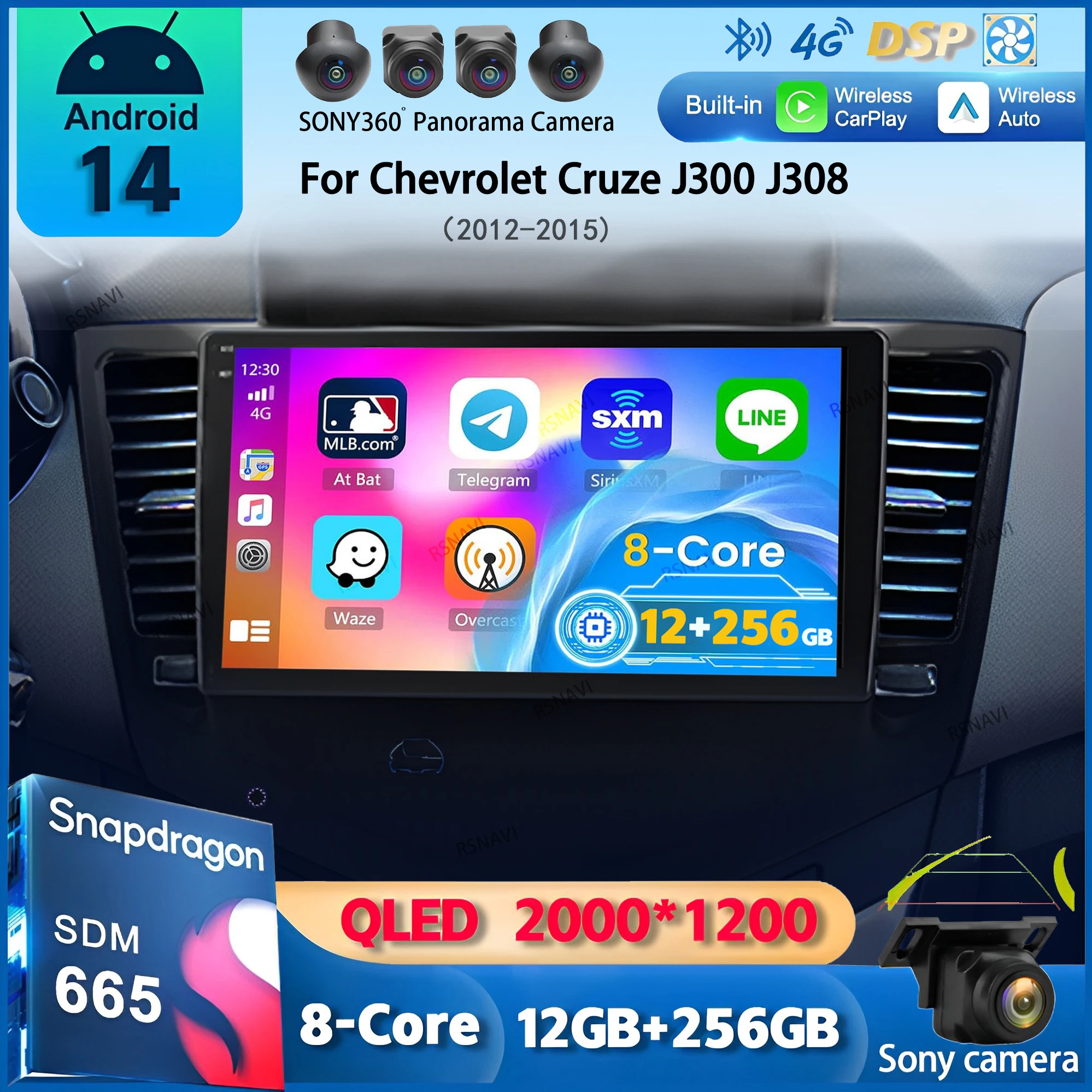 

Android 14 For Chevrolet Cruze J300 J308 2012 - 2015 Car Radio Navigation Multimedia Player GPS WiFi+4G Video Carplay BT stereo