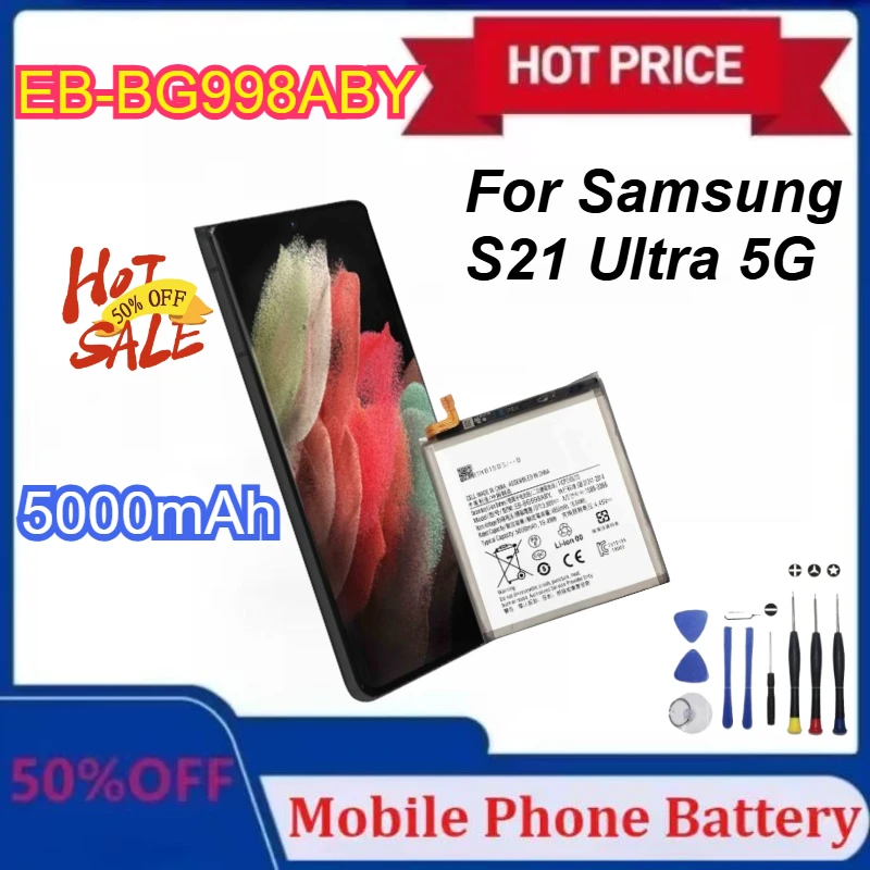 

New High Quanlity Battery EB-BG998ABY 5000mAh For Samsung S21 Ultra 5G Mobile Phone Battery with Tools
