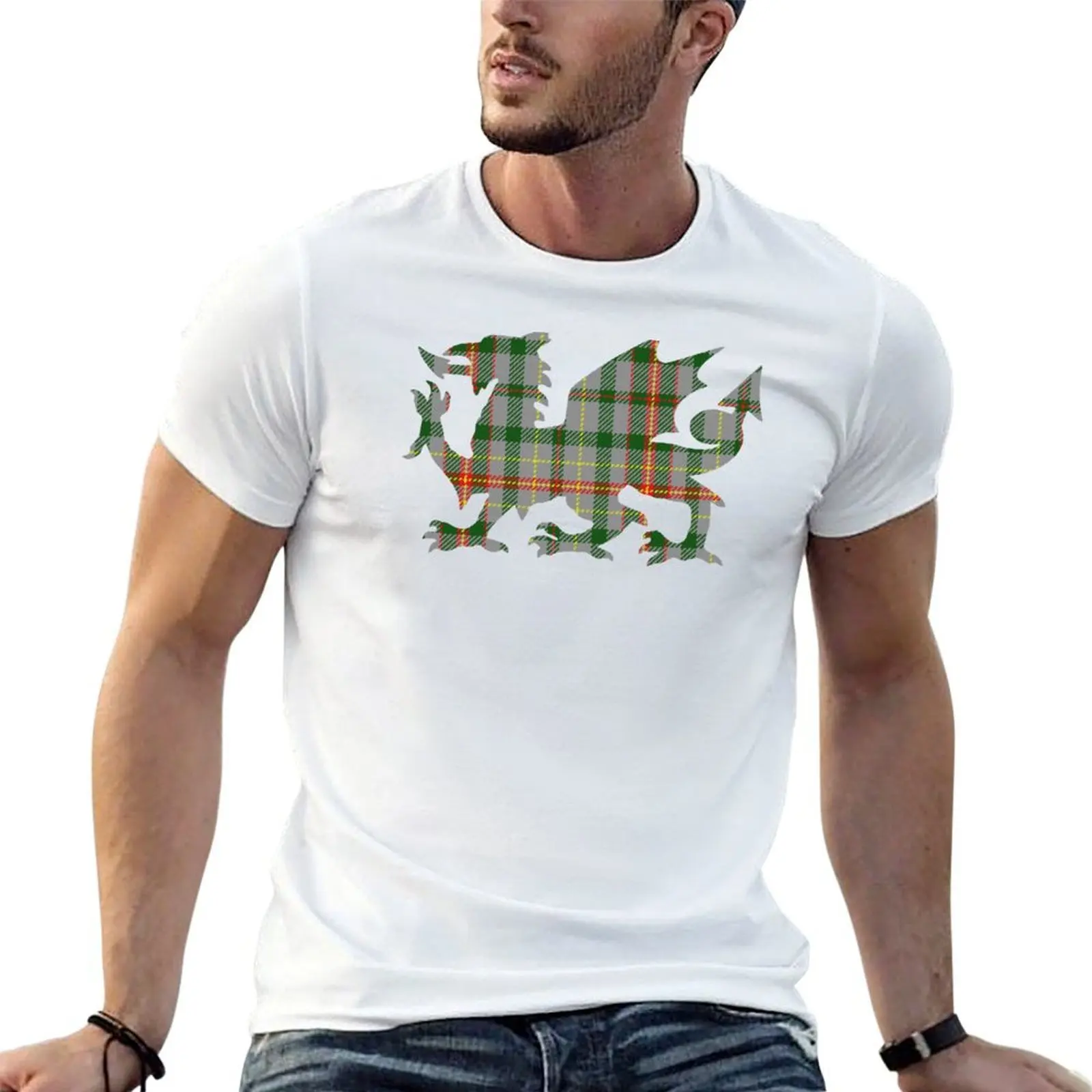 

Howells/Powell Family Welsh Dragon Tartan T-Shirt man tshirt funny t shirts dark humor T-Shirt