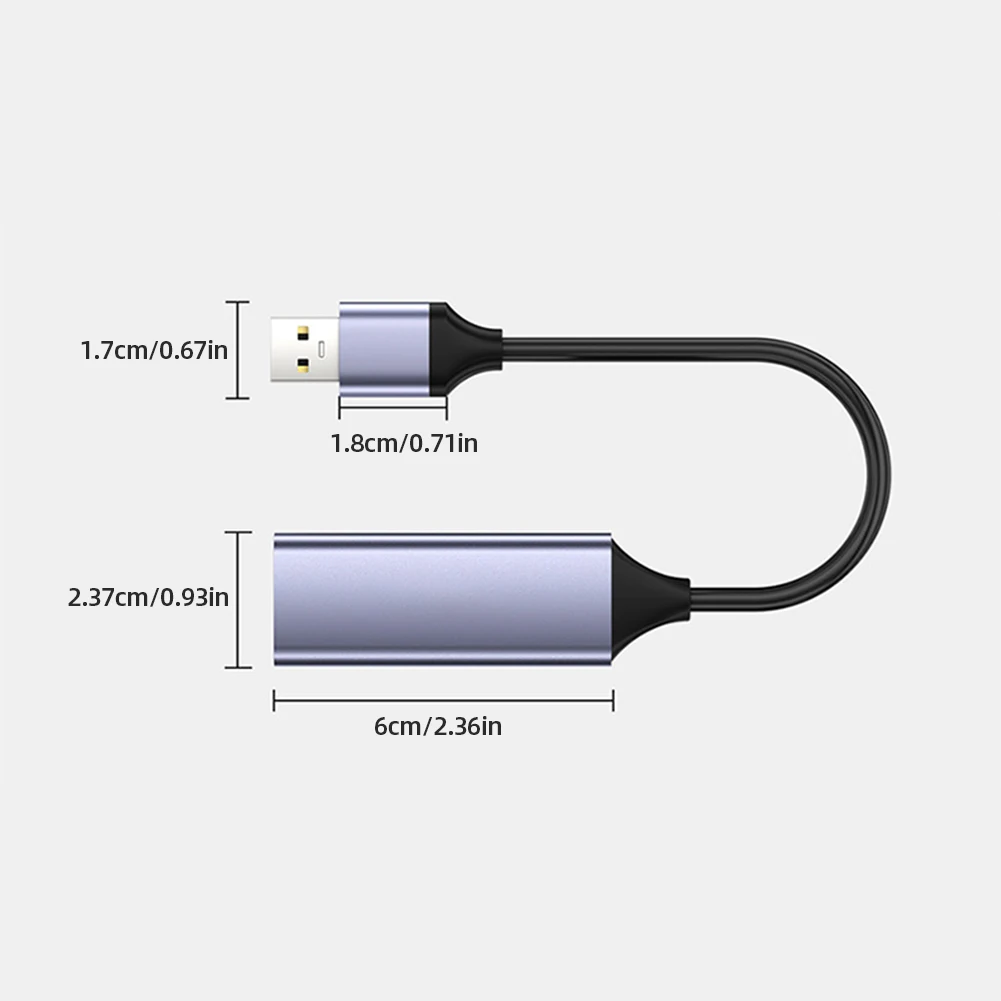 USB Ethernet Adapter Wired External 10/100/1000Mbps RJ-45 Port Aluminum Alloy Housing USB 3.0/2.0 interface for Laptop/TV Box