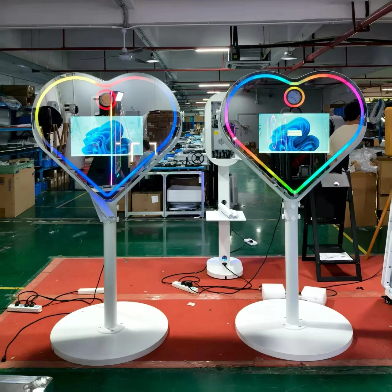 Booth Machine With Touch For Parties Includes Camera Printer //Heart Shape Wedding Selfie Magic Mirror Photo