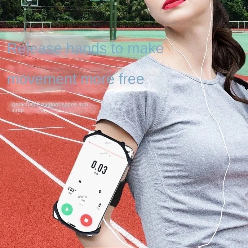 Funda de brazo para correr con teléfono, desmontable y giratoria, banda para brazo giratoria, bolsa de muñeca para deportes al aire libre, ciclismo, estable y conveniente 3