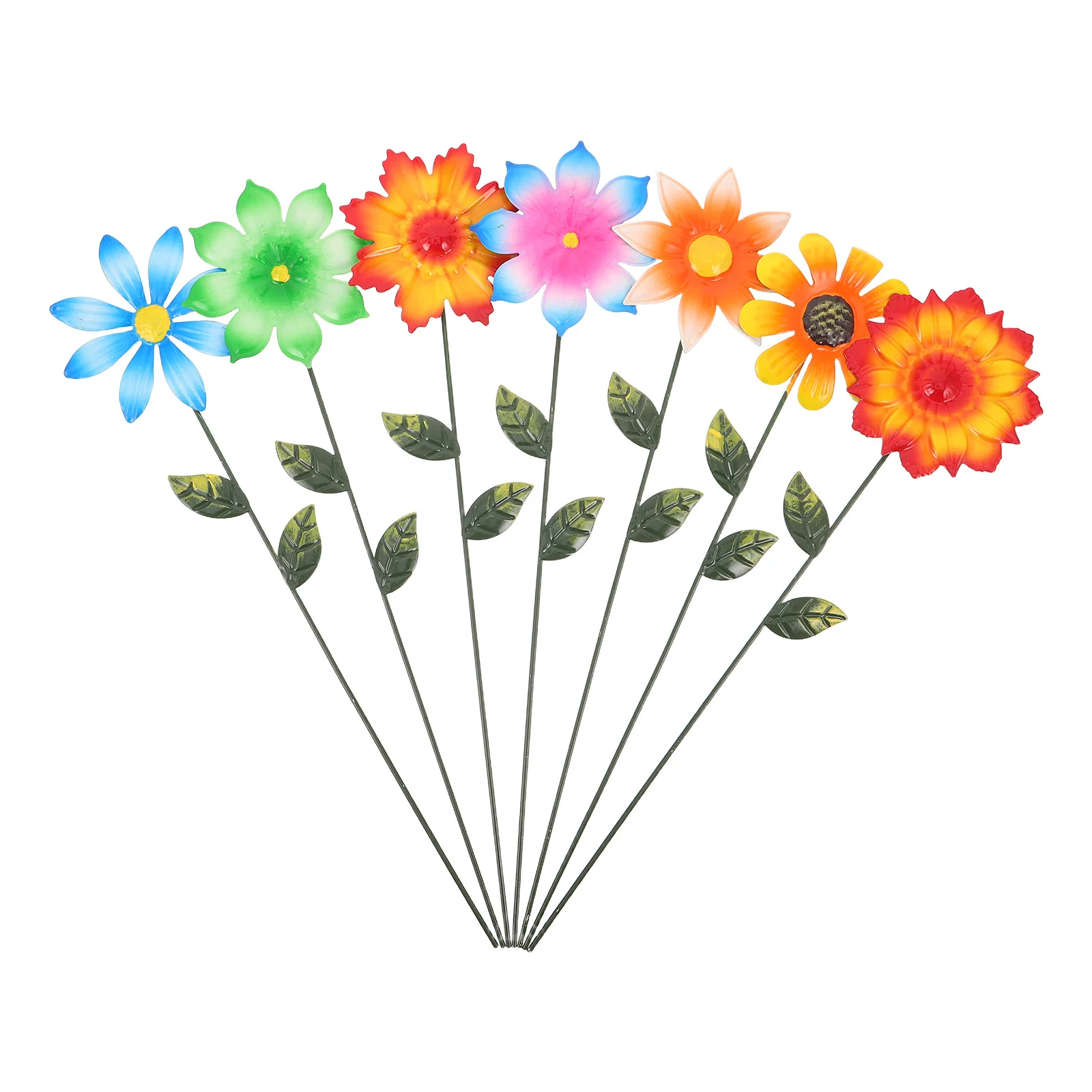 

7Pcs Metal Flower Garden Art Stake Rustic Tall Iron Floral Insert Outdoor Patio Yard Lawn Decorative Sculpture Ornament