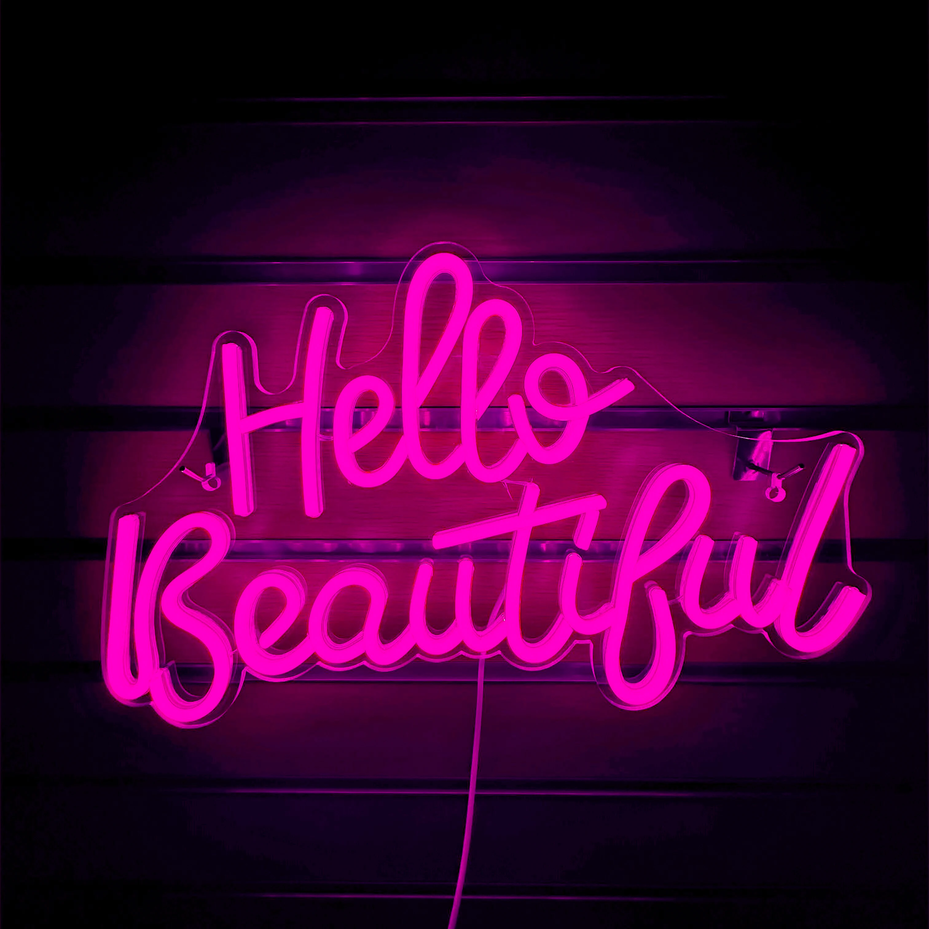 

Ineonlife Neon Sign Light hello beautiful Atmosphere Wedding USB Powered Acrylic LED Wall Bar Party Decor Beautiful Room Gift