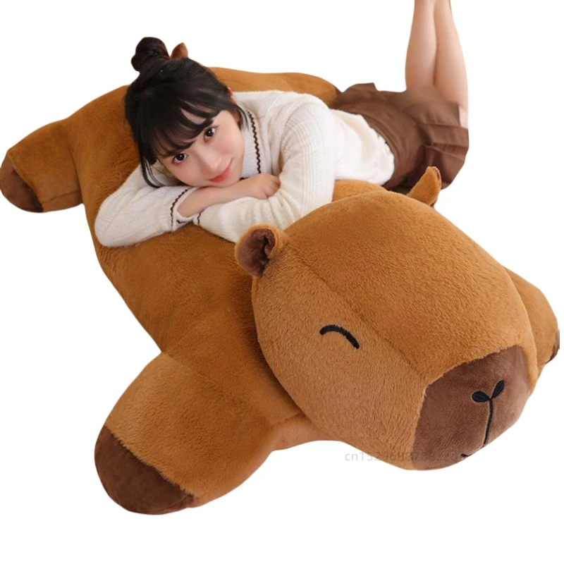 Hot Sale 100cm Large Size Stuffed  Animals Capybara Cushion Soft Floor Mat Sofa Decor  for Baby Birthday Xmas Gifts Throw Pillow