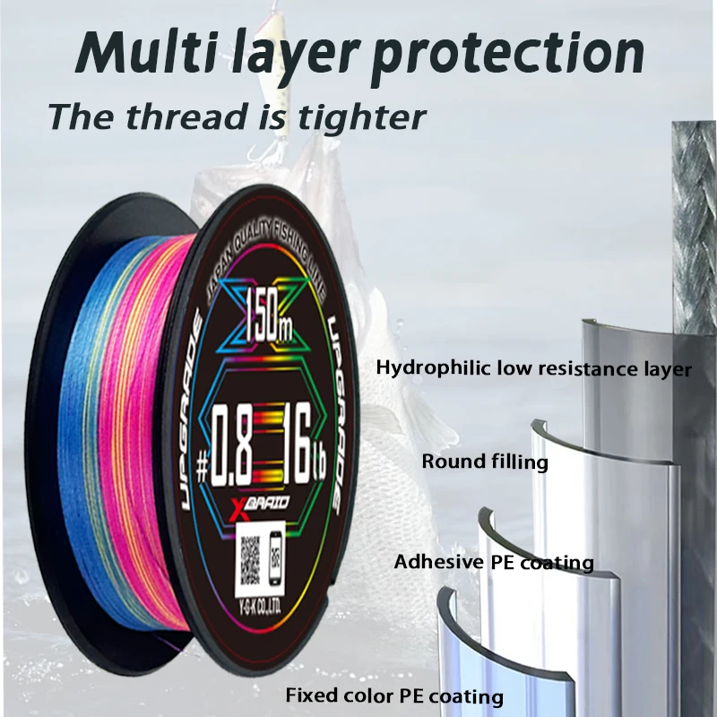 Japan ygk x8 Fishing PE Line Multicolored 150M/200M Fish Lines 8 Strands Braided Multifilamento Fishing Lines Braid Fish Wire