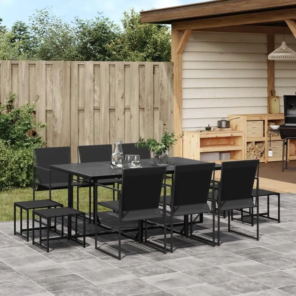 

Stylish Black Garden Dining Set Outdoor Furniture Table and Chairs for Patio Backyard Deck