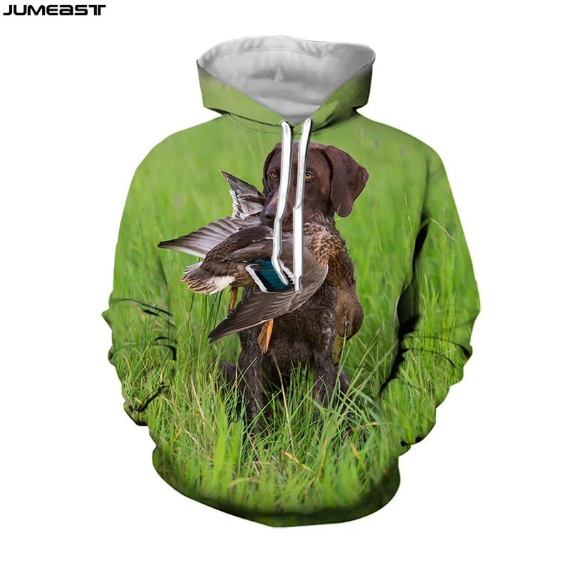 Jumeast Men's Hoodies Dog Hunting Hunter Duck Women's Sweatshirt 3D Oversized Coat Streetwear Tracksuit Spring Autumn Pullover