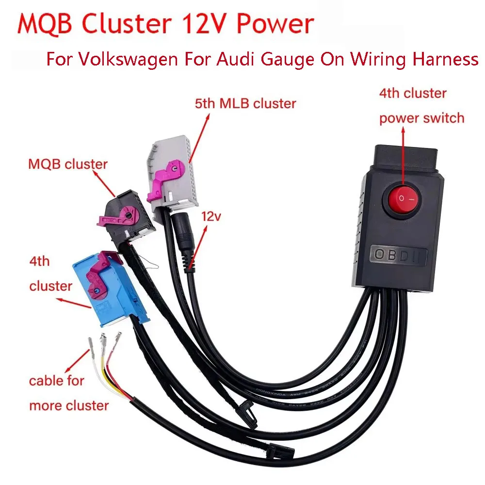 MQB Cluster 12V Power Test Cable For Volkswagen For Audi Gauge On Wiring Harness MOB MLB NEC35XX NEC 4th Cluster 5th