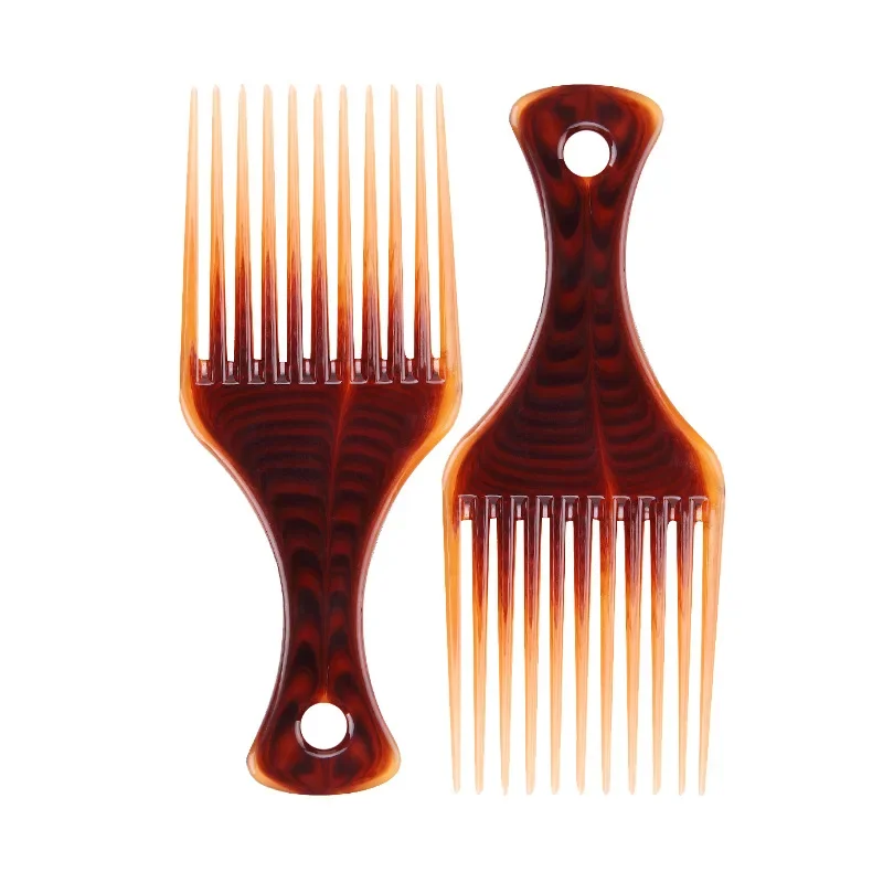 Oil Head Big Back Plane Head Fashion Styling Comb Brown Wide-tooth Comb Transparent Hair-picking Comb Beauty Tools Barber