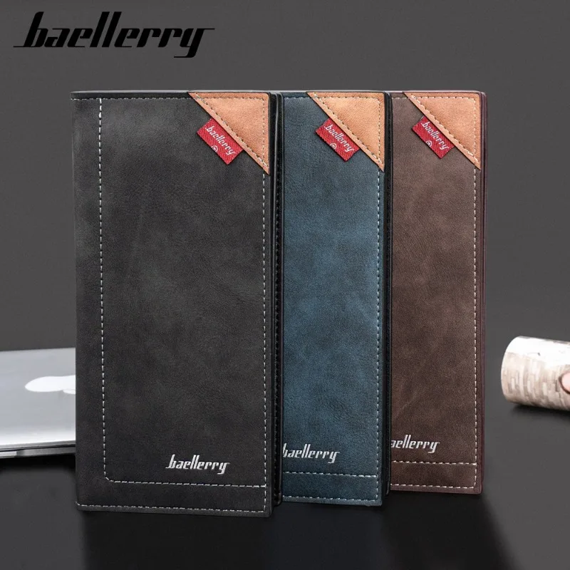 Baellerry RFID PU Leather Men Wallets High Quality Zipper Long Desigh Card Holder Male Purse Vintage Coin Holder for Man