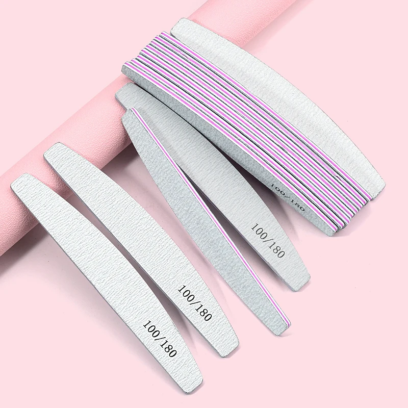 

25/50pcs Grey Nail Files Grit Square Halfmoon Strong Sandpaper Nail Supplies For Professional Manicure Accessories Tools
