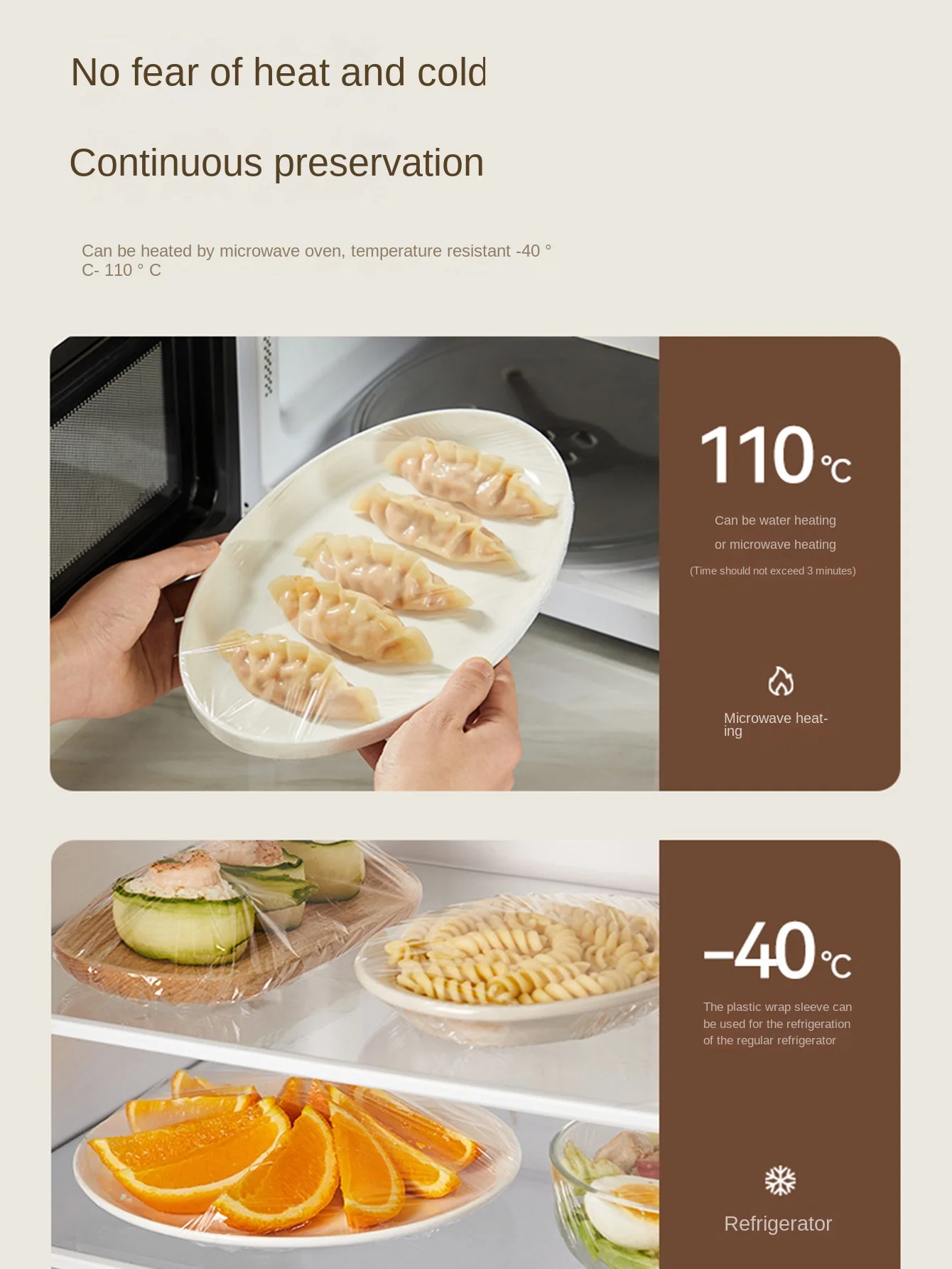 100er-Pack Einweg-Lebensmittelabdeckfolien aus Kunststoff für Zuhause, Küche, Kühlschrank-Reststücke, zum Aufhängen und Herausziehen – Detail 9