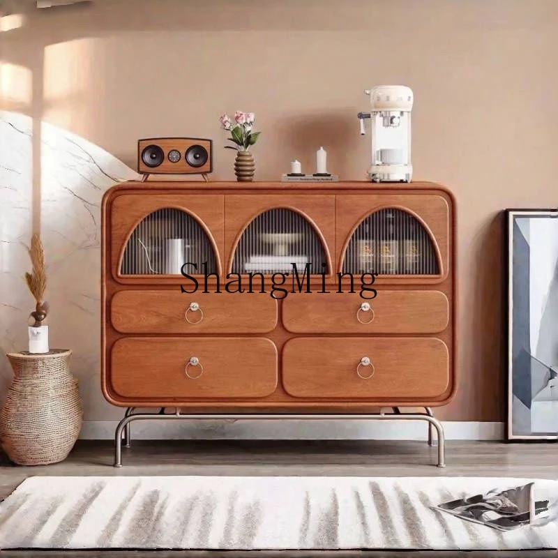 

ZYY solid wood living room display locker North light luxury black curved tea cabinet Bedroom storage cabinet