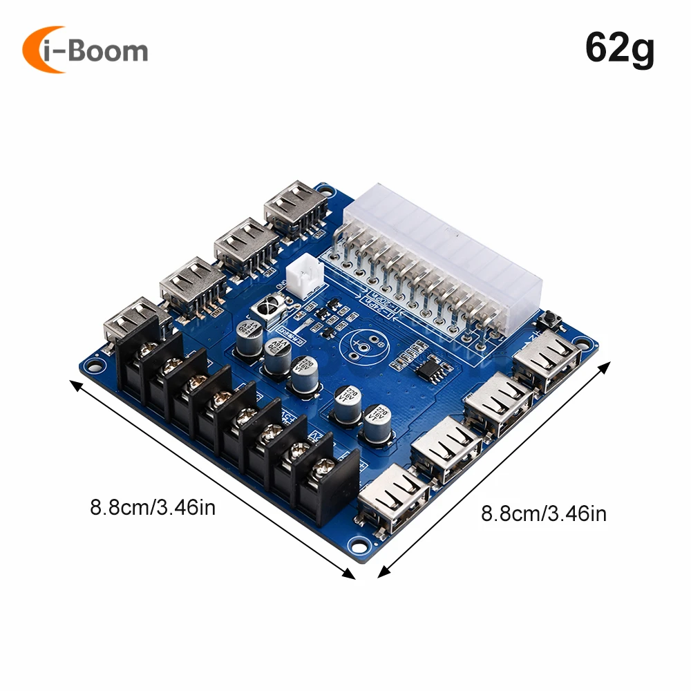 24 pinów obudowa komputera pulpitu ATX zasilacz Breakout moduł adaptera 8 portów USB na pokładzie moc wyjściowa obciążenia 3.3V/5V/12V