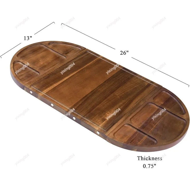 Semi-circular Wooden Spliced Tray, Multifunction Chopping Board for Steak Bread Cheese Serving