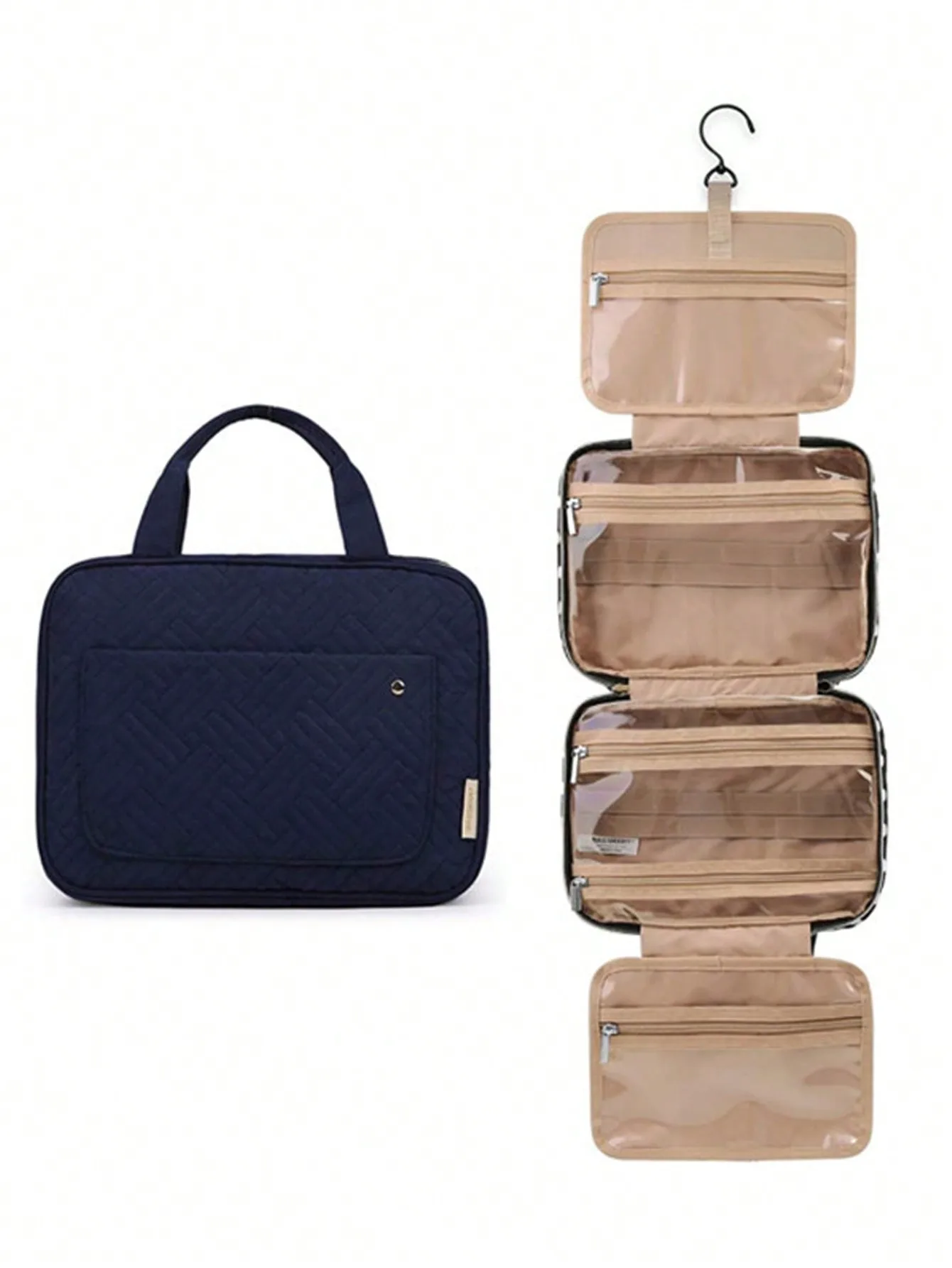 Hanging Travel Bag Foldable Multi‑Compartment Cosmetic Organizer With Hook Portable Waterproof Makeup Storage Pouch For Women