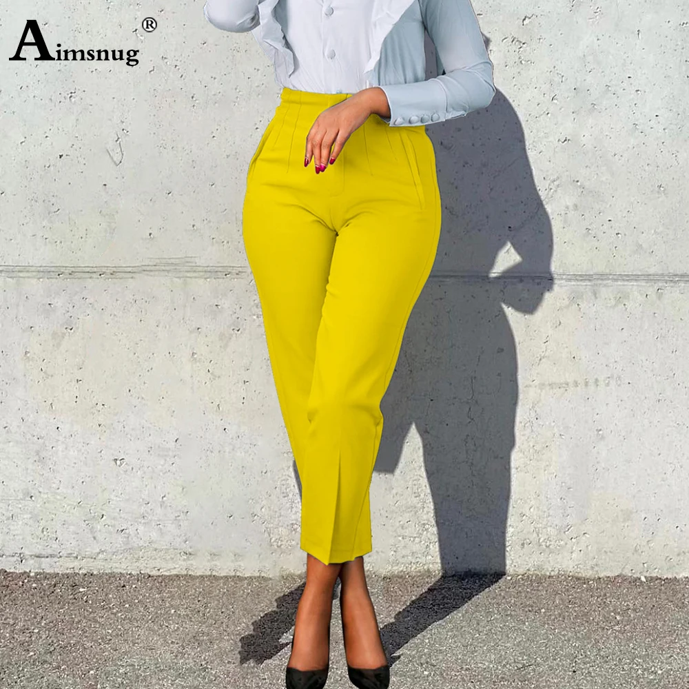 Women's Stand Pocket Elegant Suits Penicl Pants Solid White Formal Party Trouser Plus Size 3xl Women High Cut Fashion Suit Pants