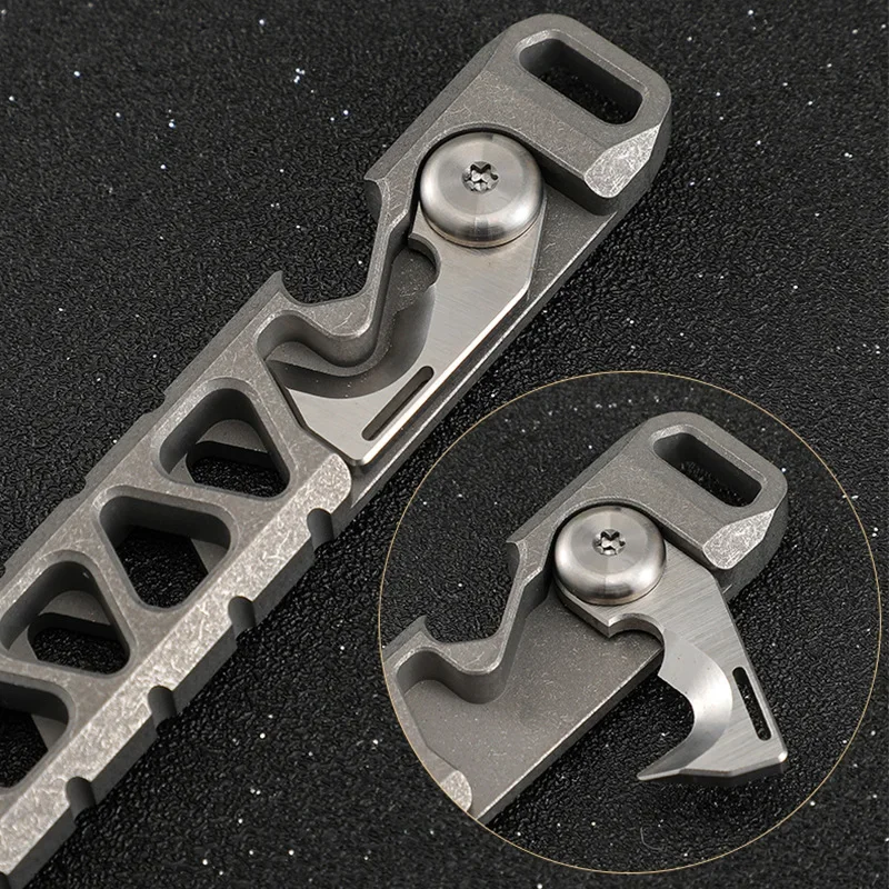 

Multi-functional EDC Gadget TC4 Titanium Alloy Crowbar Outdoor Survival Self-defense Pry Bar Camping Bottle Opener Rope Knife