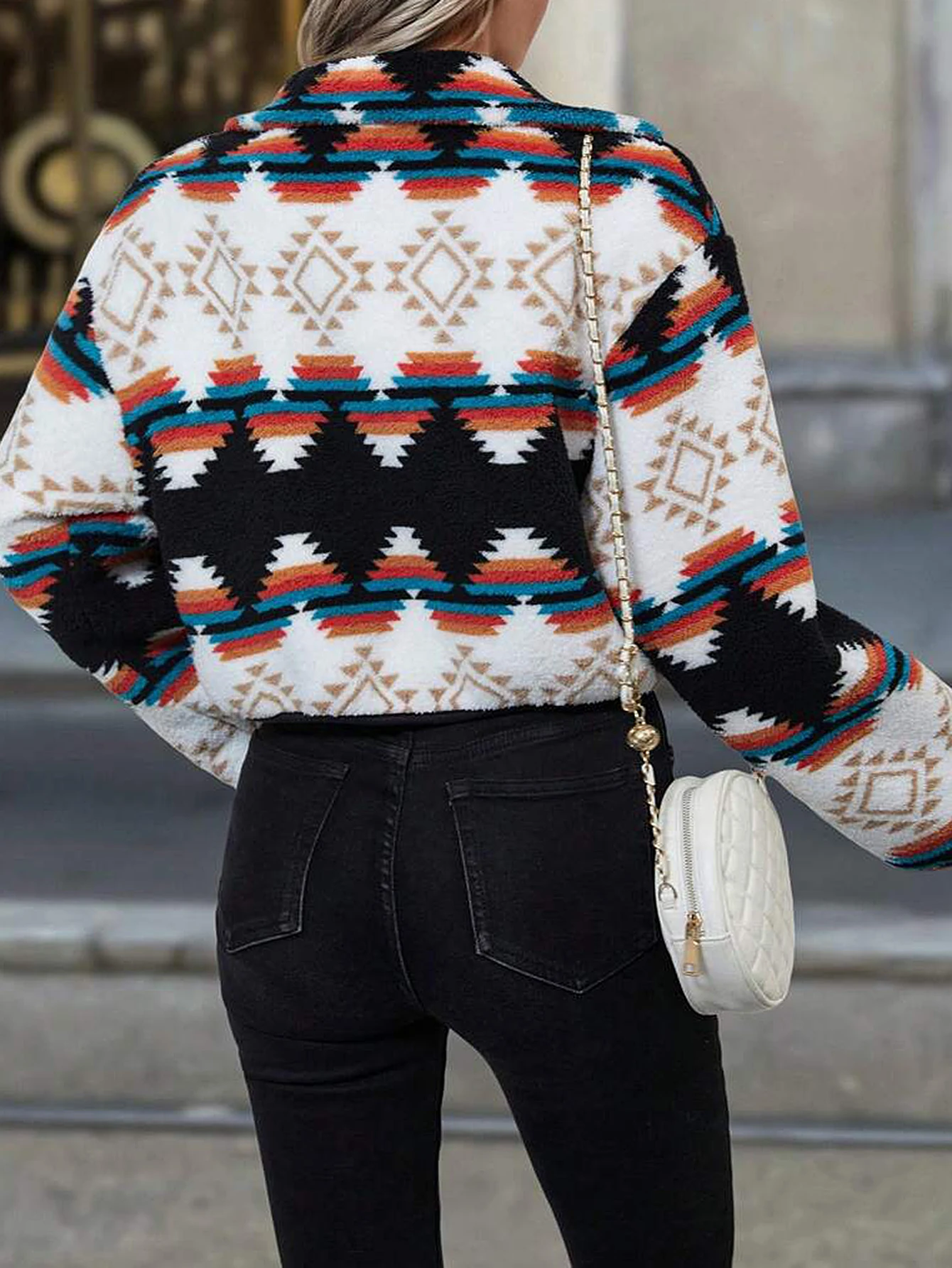 المرأة القطيفة المطبوعة سستة قصيرة أعلى النمط الأوروبي الأمريكي أزياء ملابس خارجية شعبية الملابس العصرية #3