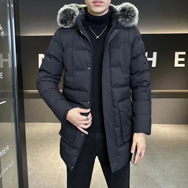 

Зимняя мужская повседневная толстая теплая куртка с капюшоном, теплая куртка с капюшоном, новое поступление, повседневное утепленное пальто, толстое пуховое пальто