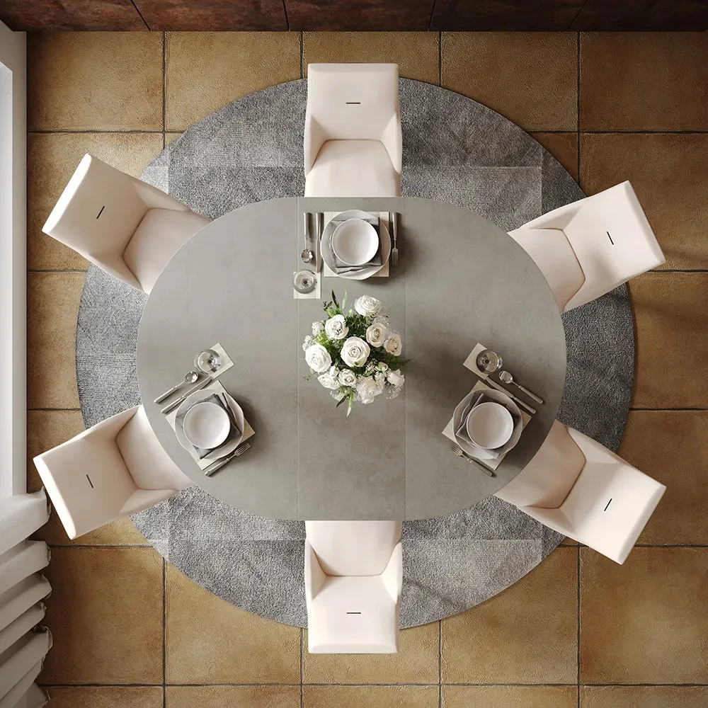 Retractable dining table square and round dual-purpose small apartment folding modern rock slab round table