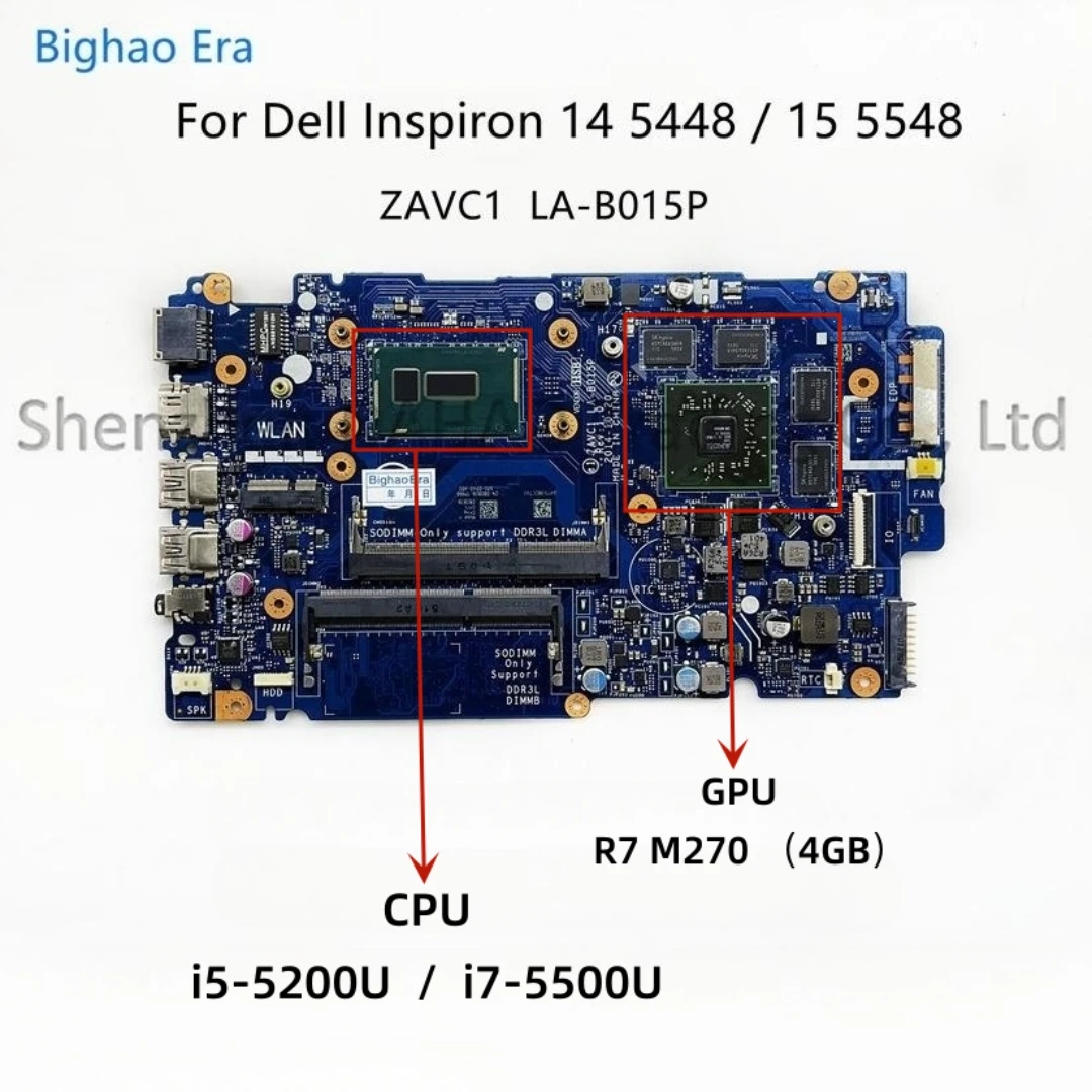 

ZAVC1 LA-B015P For Dell Inspiron 14 5448 15 5548 Laptop Motherboard With i5-5200U i7-5500U CPU R7 M270 4GB-GPU CN-0808D6 0VW3X0