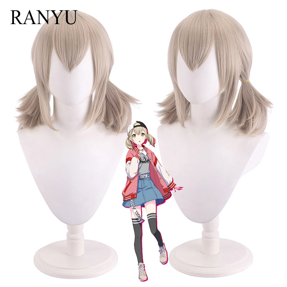 

RANYU Women Synthetic Wig Short Straight Light Linen Game Anime Cosplay Hair Heat Resistant Wig for Party