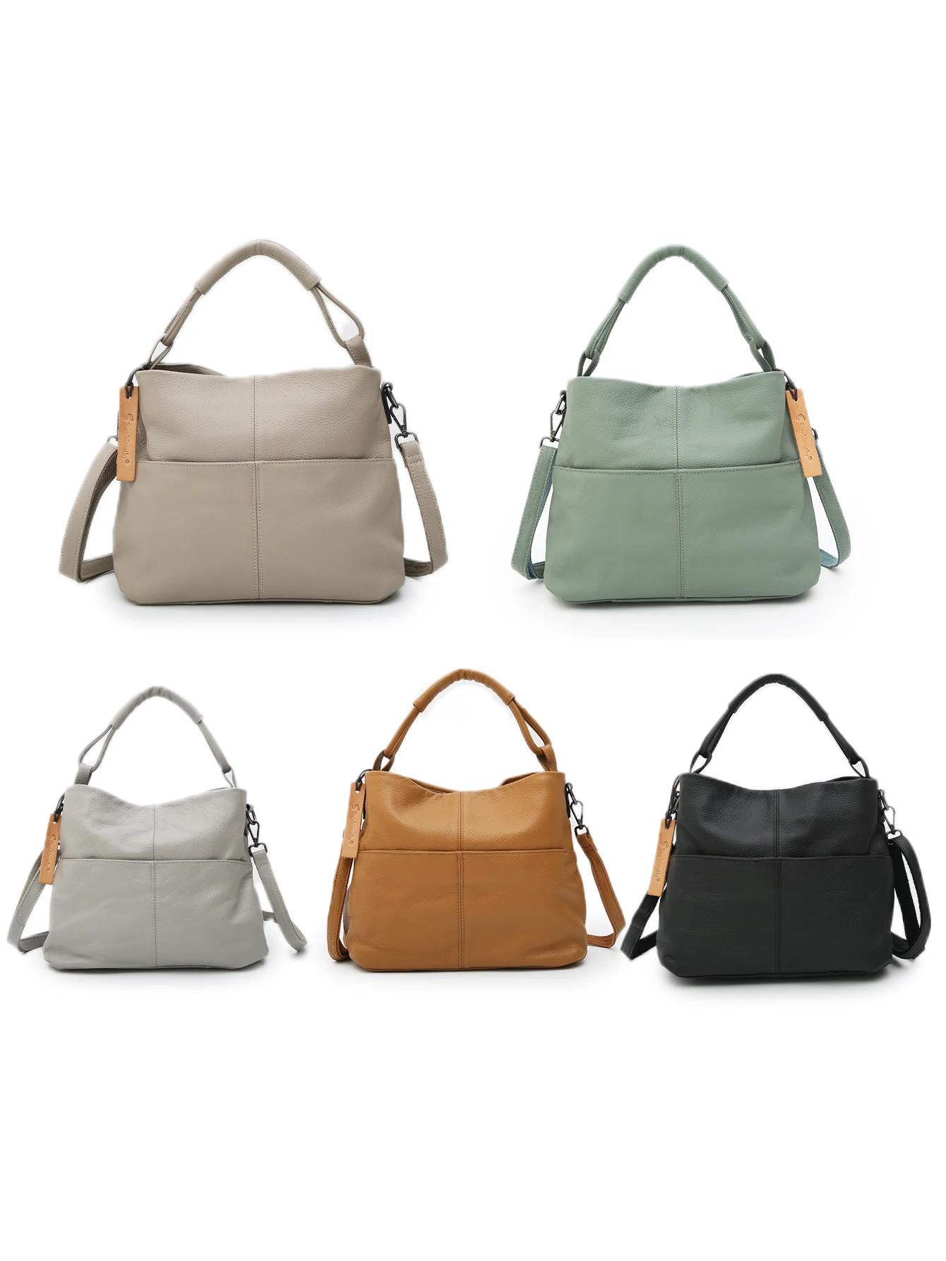 Imagem -03 - Sc-bolsa de Ombro de Couro Genuíno para Mulheres Balde de Punho Superior Bolsos Múltiplos Bolsas Transversais Bolsas Casuais Versátil Diariamente na Moda