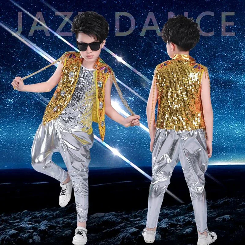 Tenues Hip Hop à paillettes pour enfants, vêtements de scène de danse pour enfants, vêtements de danse de salle de Rh, olympiques de fête, pantalons de jazz pour filles, garçons