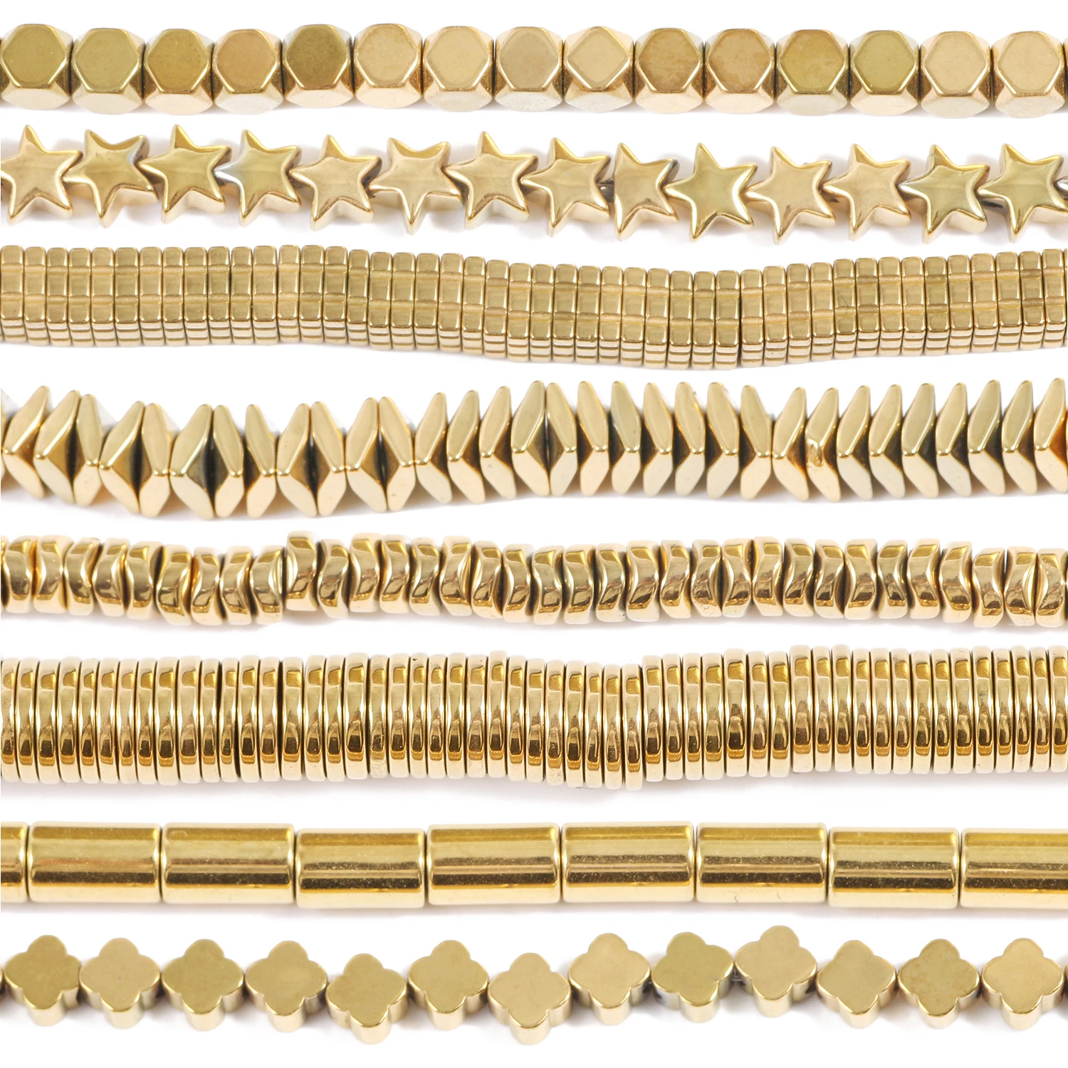 38 ประเภท AAA + Hematite Gold-Plated สีการเก็บรักษาหินธรรมชาติ Cube Rondelle Spacer ลูกปัดสําหรับเครื่องประดับ DIY สร้อยข้อมือ 15''