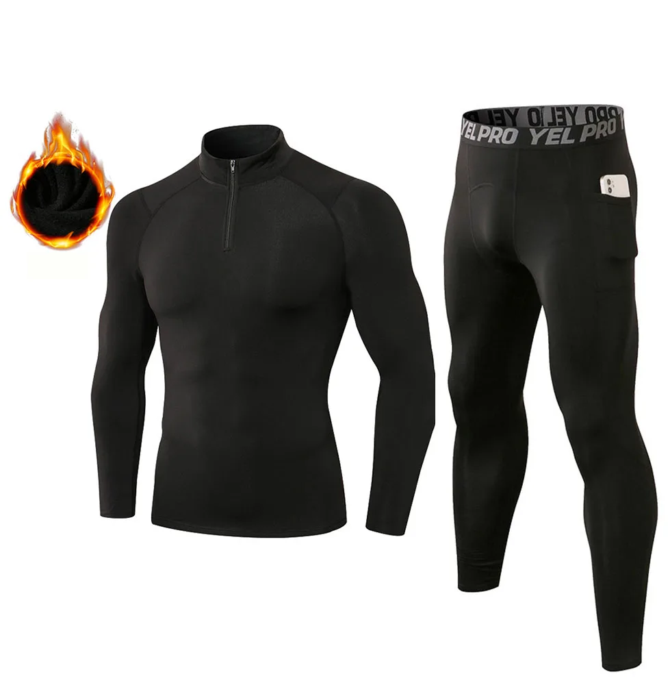 

Men's Fleece Thermal Underwear Set Winter Warm Long Johns Base Layer Compression Top Bottom Rashguard for Skiing