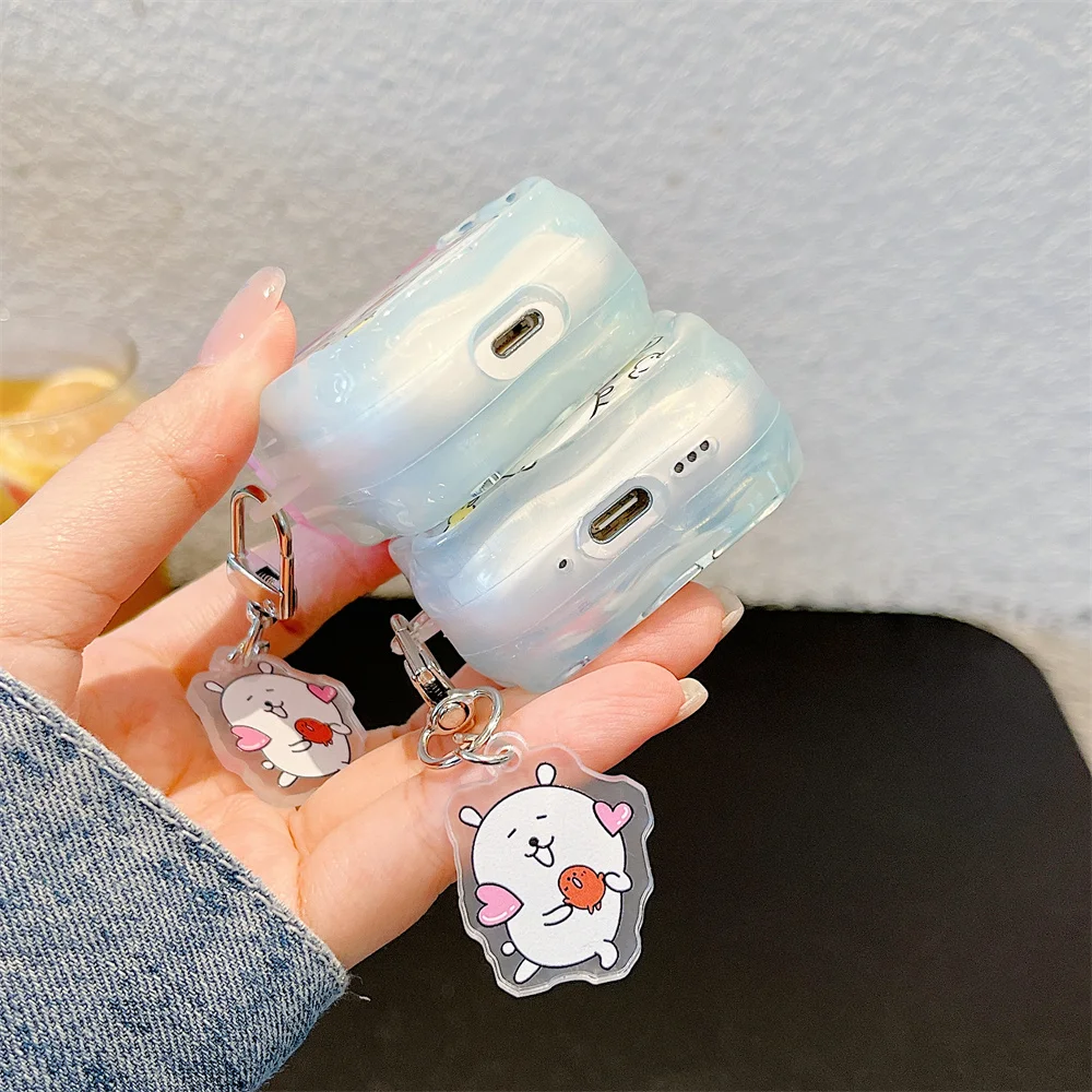 한국 INS 귀여운 백곰 헤드폰 케이스 에어팟 4 3 2 에어팟 프로 2 커버 이어폰 실리콘 귀여운 펀다 보호 커버