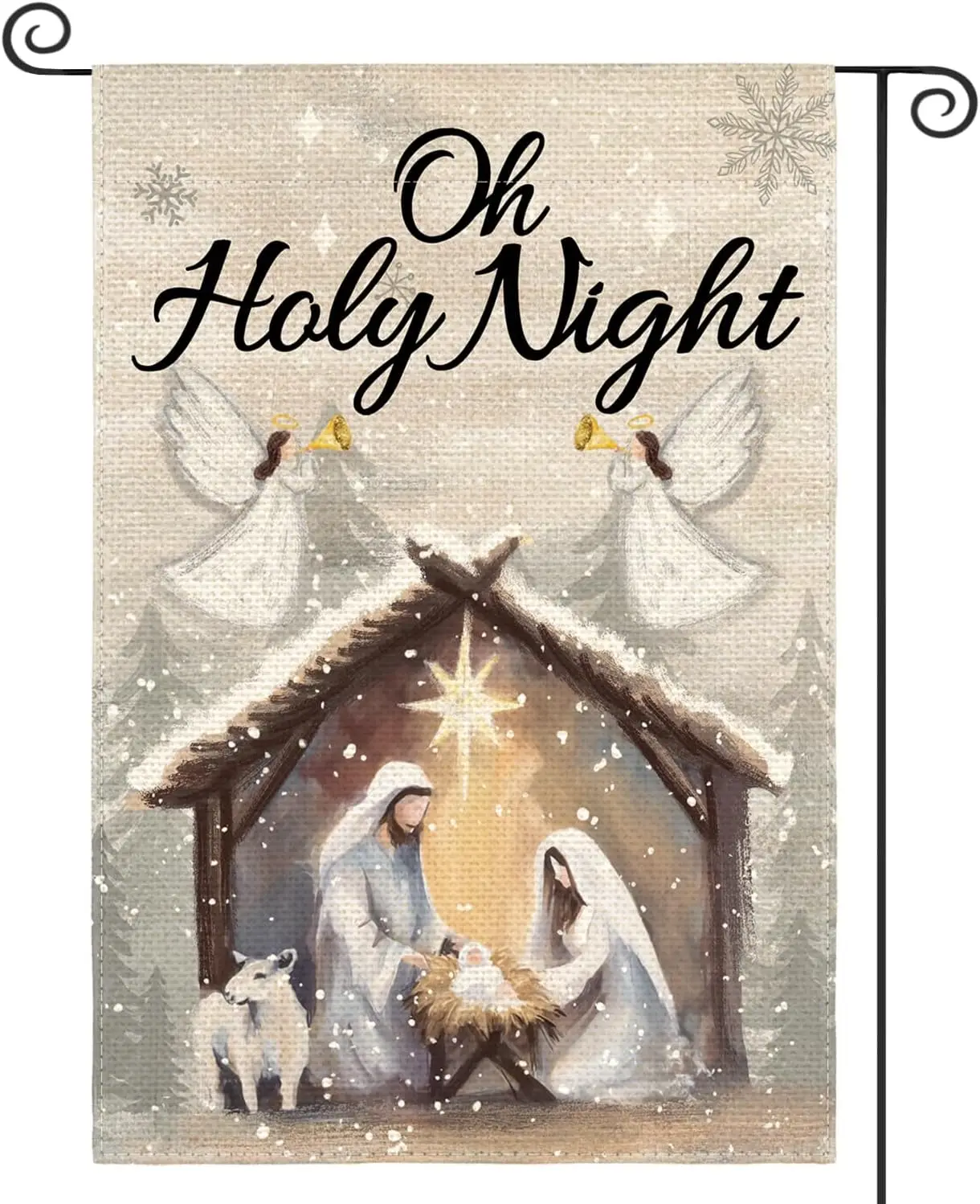 AVOIN colorlife Christmas Nativity Garden Flag 12x18 Inch Double Sided Outside, Oh Holy Night Jesus Winter Holiday Yard Outd uui