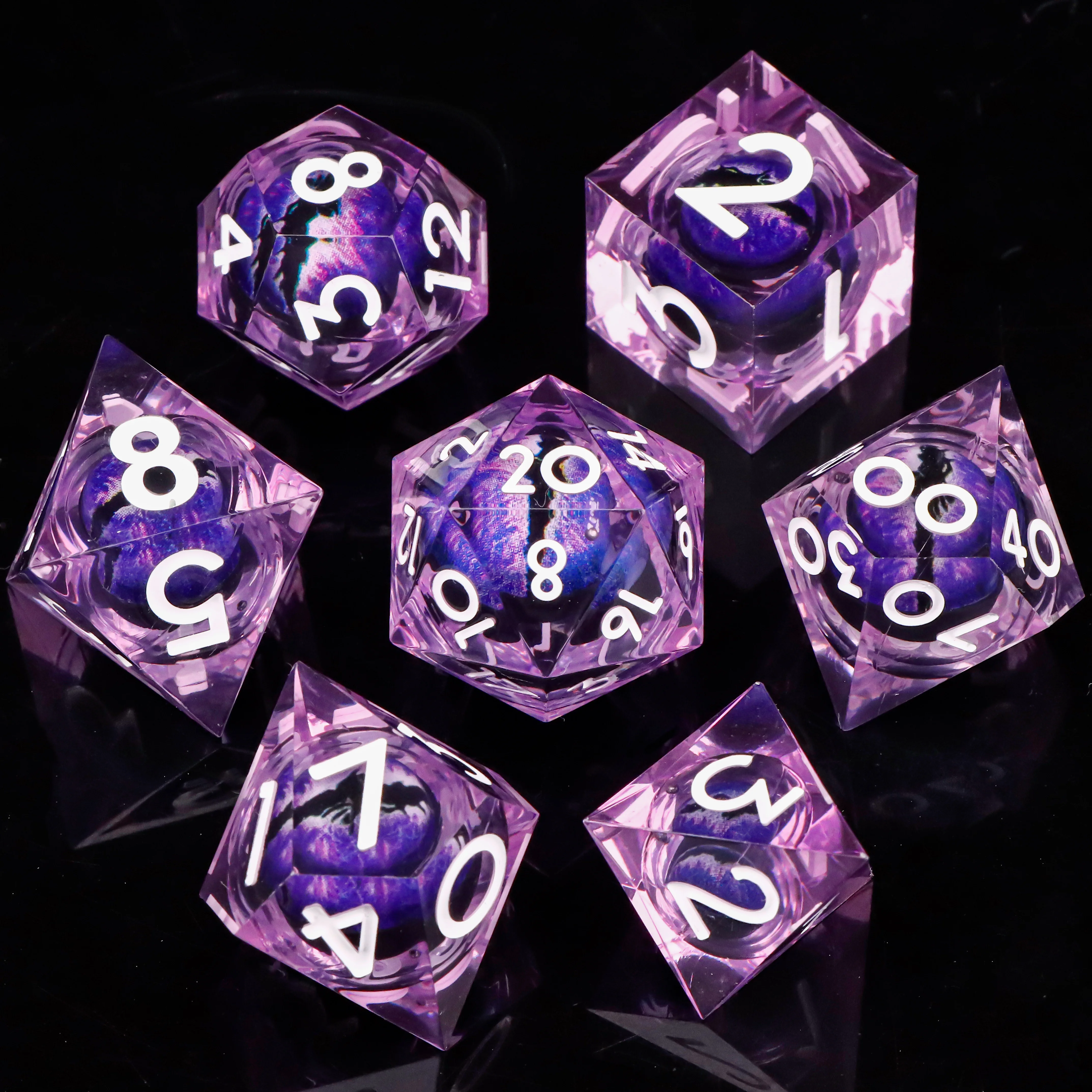 

MUNDICE Beholder's Eye Dice for DnD, RPG Dice, Dice Set for Dungeon and Dragon, Sharp Edge Dice, Purple Dice, D&D