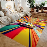 Trident Star Emblem Mats Ink Painting Colorful 3D Classic Luxury Car Racing Plush Carpet Living Room Bedroom Decor Washable Rug