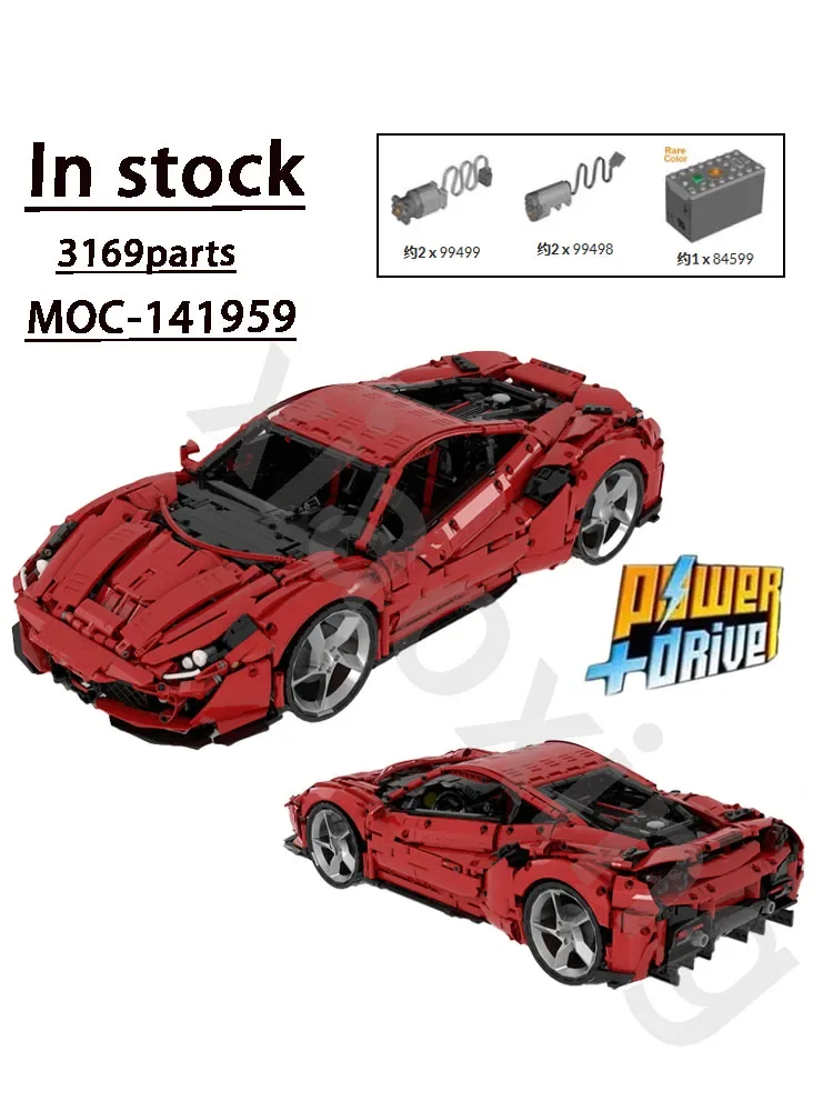 

2023 New MOC-141959 Red RC Electric New Supercar 3169 Parts • Building Block Model for Kids Adult Educational Birthday Toy Gift