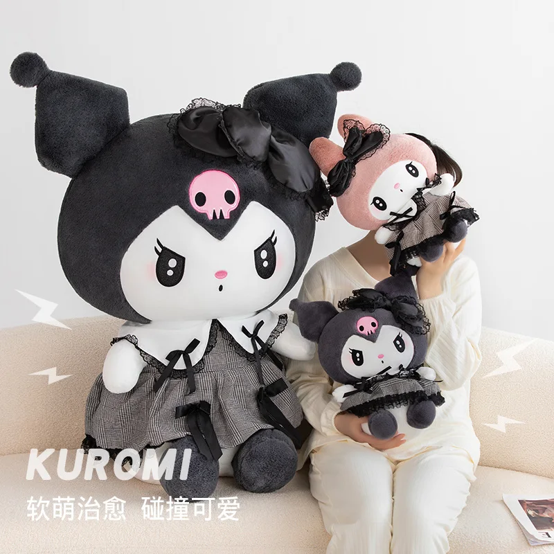 

Sanrio большой размер готический стиль Kuromi My Melody плюшевая игрушка Kawaii в японском стиле мягкая аниме Kuromi с одеждой плюшевые подарки