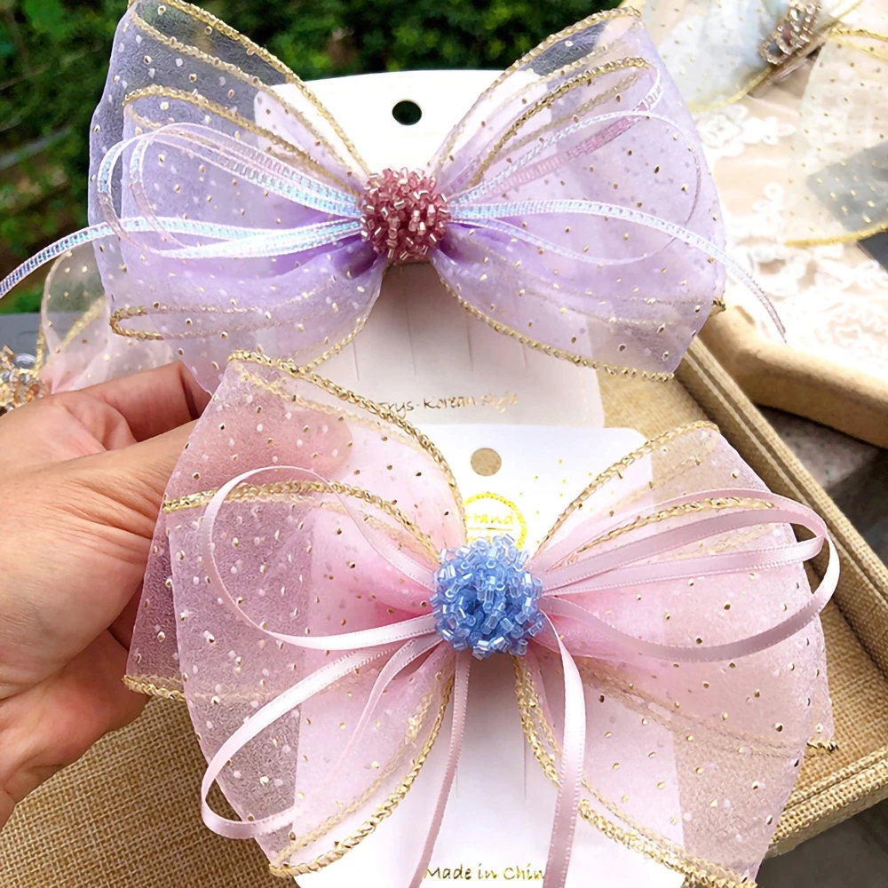 Width 7cm,Gauze Ribbon,Pure Color,With Golden Dot,DIY Handmade Bow Tie Hairpin Materials,Gift Flower Bundle Packaging Decor Lace