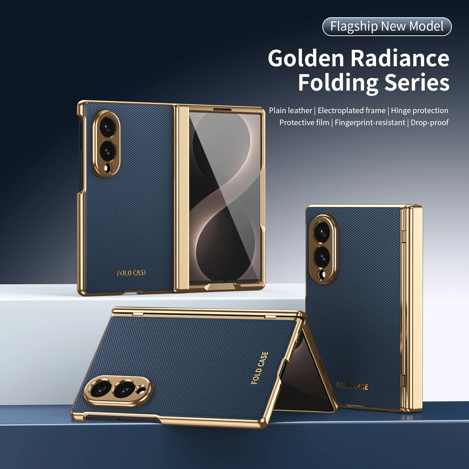 Luxuriöse galvanisierte Lederhülle mit Diamantenmuster für Samsung Galaxy Z Fold 8 Ultra Z Fold 7 6 5 4 3 Vollschutz-Cover