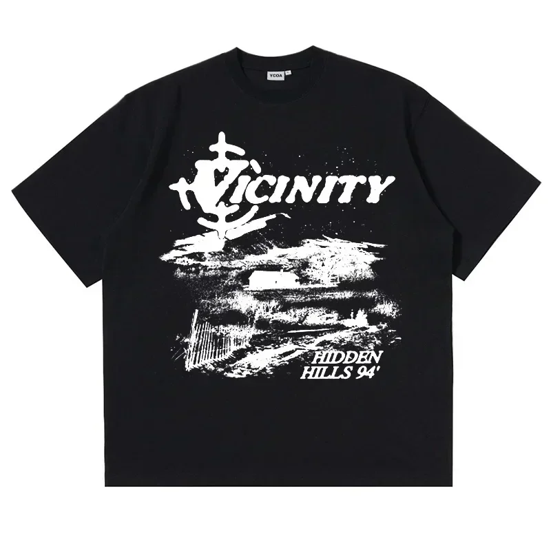 

Summer soft round-neck men's T-shirt Vintage Y2k pattern printed short-sleeved Harajuku casual wear