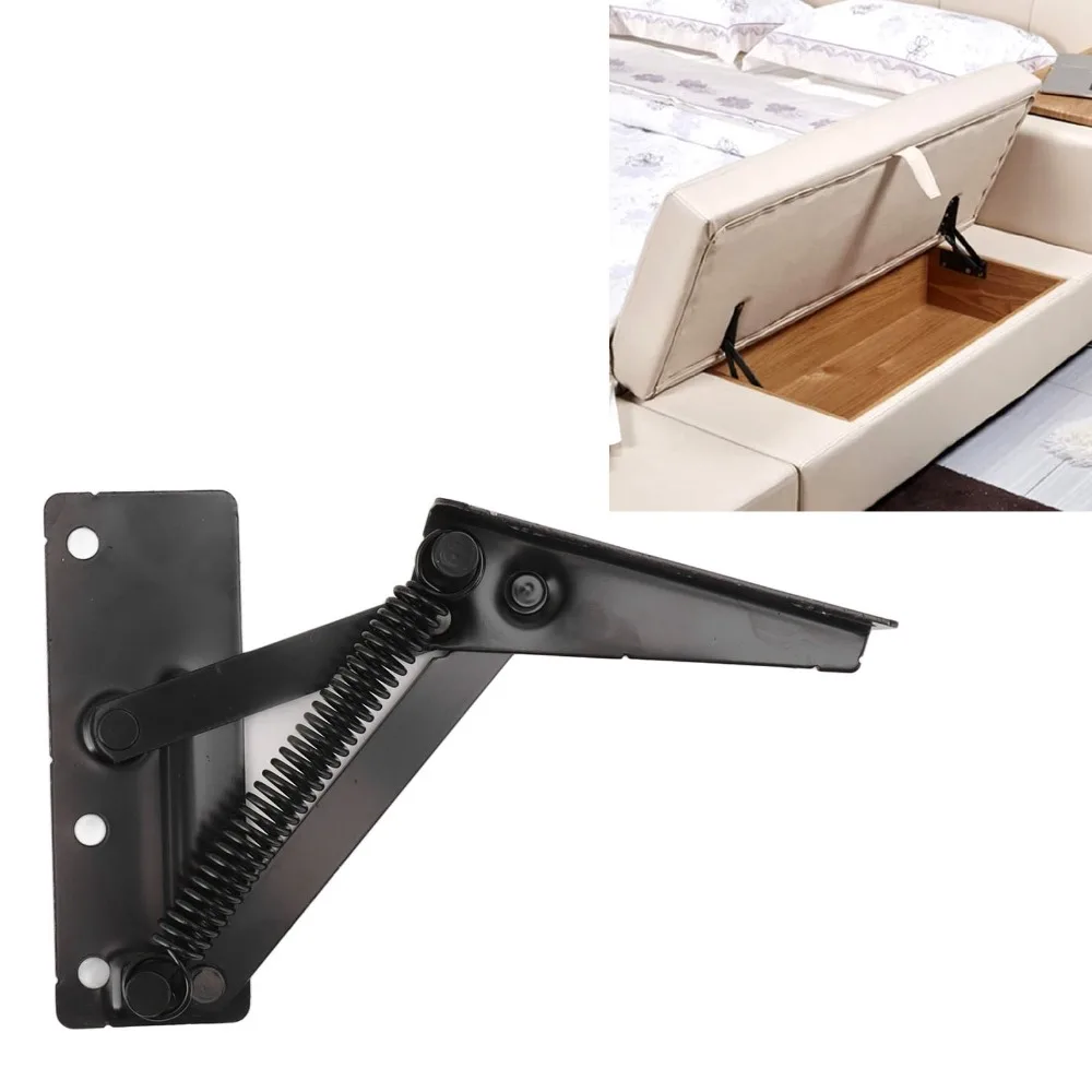 2pcs Durable Black Spring Hinges Foldable Adjustable Bench Seat Hinge Cabinet Door Hinge Cabinet Doors