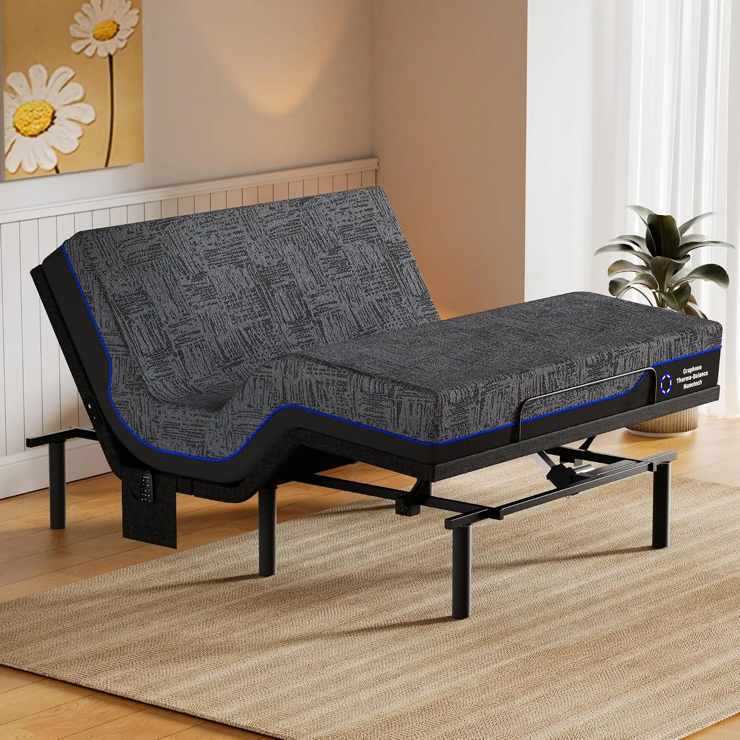 Bed Frame Electric With Head & Foot Incline, Wireless Remote, Zero Gravity, 4 USB, LED Light, 4 Leg Heights, Customized