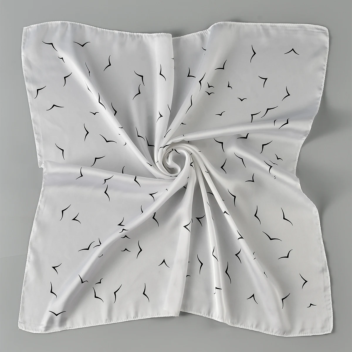 

70*70cm Simple Seagull Printed Square Scarf Stylish Imitation Silk Satin Shawl Spring Autumn Thin Sunscreen Headscarf For Women