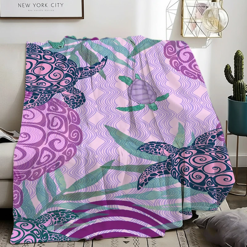 Dark Green Gold Line Turtle Auspicious Cloud Flannel Blanket For Zen Bedroom Decor Soft Warm Throw Blanket Wrap