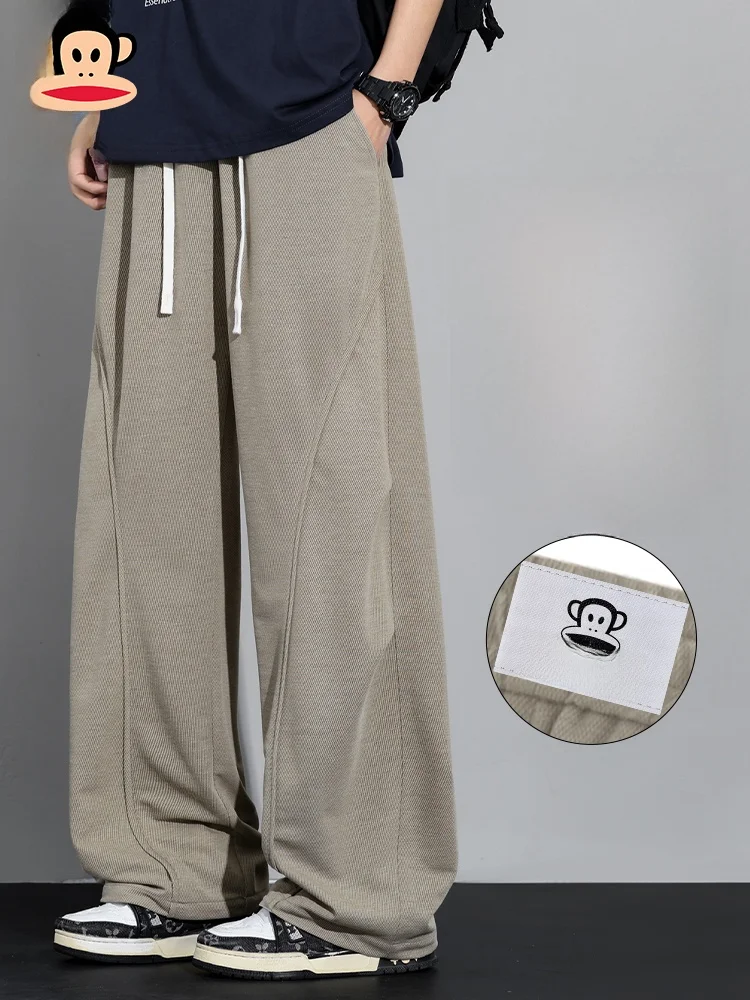 

Мужские повседневные брюки Paul Frank: американские свободные драпированные брюки прямого кроя в винтажном стиле для весны, повседневная одежда