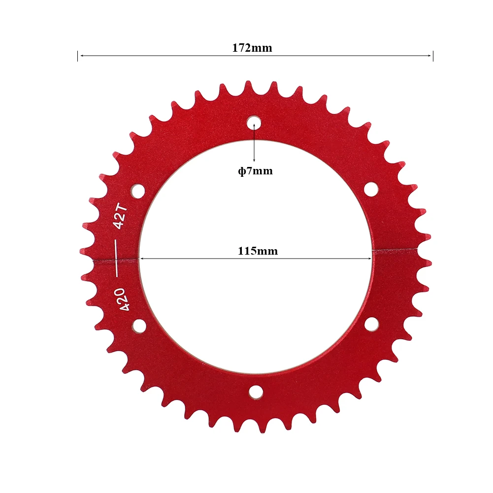 Red Chain Wheel Split Aluminum Sprocket 42T Tooth 420 Chains Disc Gear Transmission System Electric Motorcycle Accessories