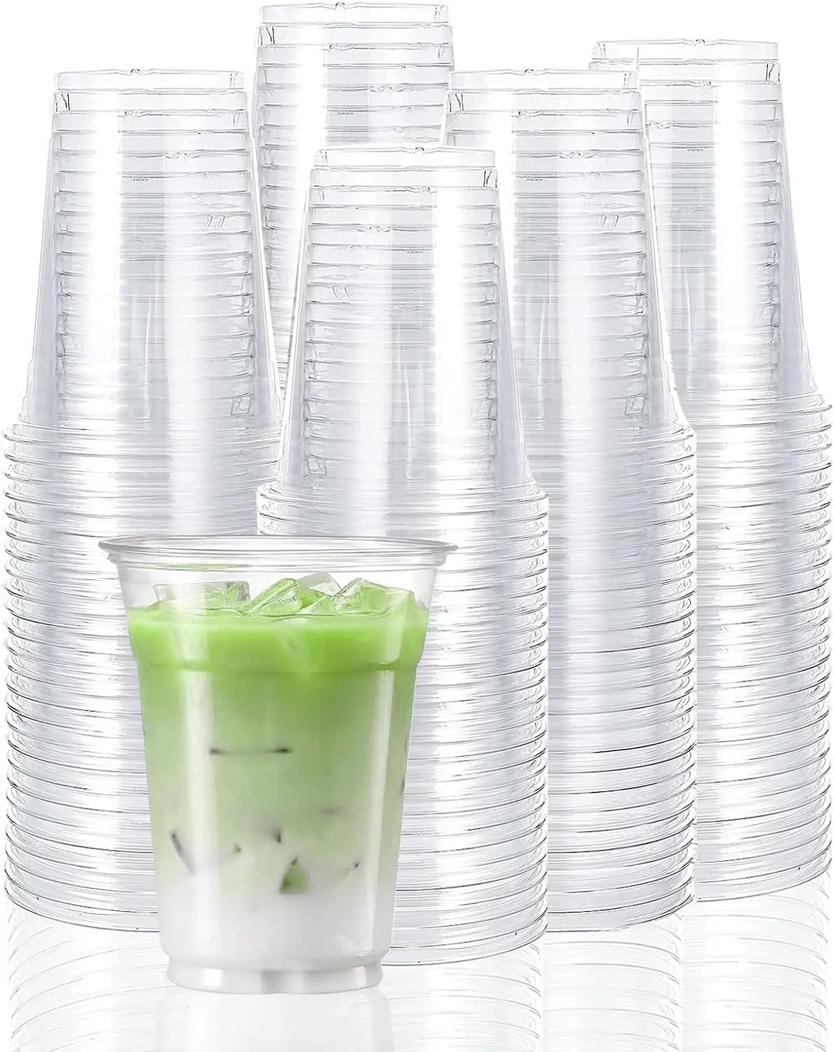 

12 oz Disposable Plastic Cups for Cold Drinks, 100 Pack Clear Party Cups with Rolled Rim